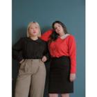 Peterpan-collar Balloon-sleeve Pintuck Blouse