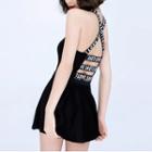 Lettering Strappy-back Swimdress