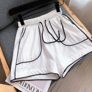 Contrast Trim Hot Pants White - One Size