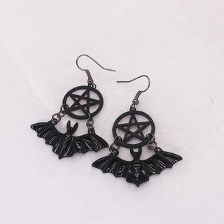 Bat Drop Earring 1 Pair - Black - One Size
