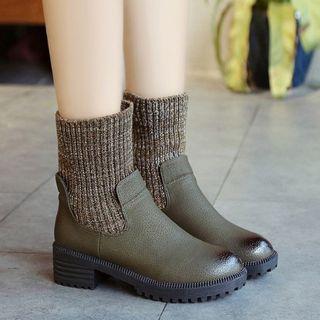 Knit-trim Short Boots