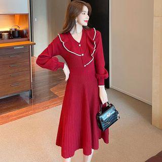 Ruffle Medium Long Knit Dress