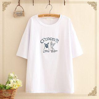 Short-sleeve Cartoon Embroidery T-shirt