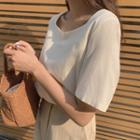 Square-neck Button-back Blouse