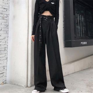 High Waist Wide-leg Pants With Belt