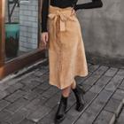 Corduroy Button-up A-line Midi Skirt