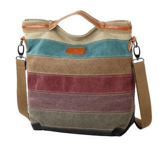 Color Block Canvas Crossbody Bag Color Block - As Shown In Figure - One Size