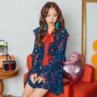 Long-sleeve Chiffon Printed Dress