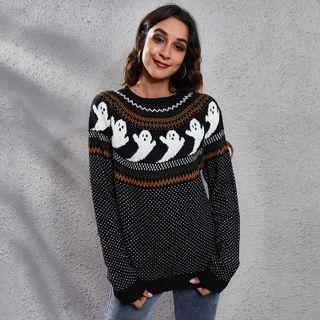 Ghost Print Dotted Sweater