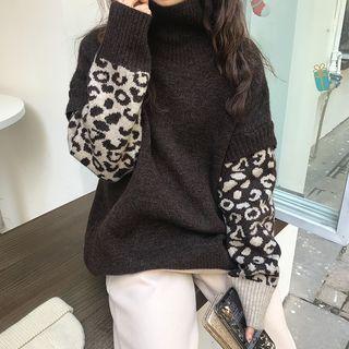 Mock Two-piece Leopard Print Sweater