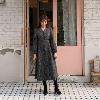 Floral Cotton Long Dress Black - One Size