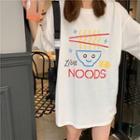 Noodles Print Elbow-sleeve T-shirt