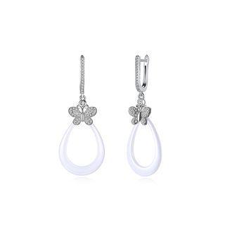 925 Sterling Silver Elegant Butterfly Earrings With Cubic Zircon Silver - One Size