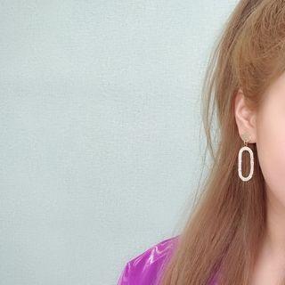 Rhinestone Oval Hoop Earring