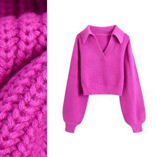 Polo Neck Plain Sweater