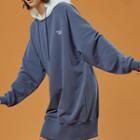 Two-tone Lettering Embroidered Hoodie Dress