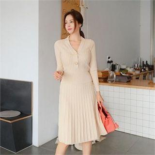 Set: Slim-fit Cardigan + Knit Midi Skirt