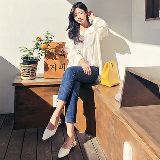 Frilled-detail Slit-side Top