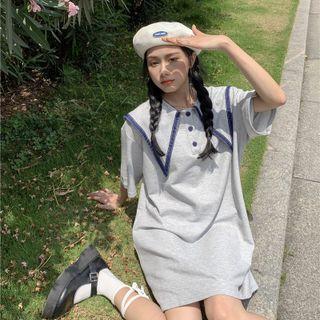 Crewneck Two Tone A-line Mini Dress