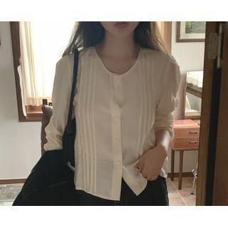 Round-neck Pintuck Blouse