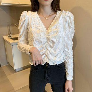 V-neck Shirred Crop Top