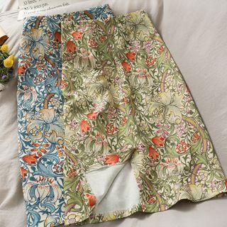 Slit-hem Printed Midi Skirt