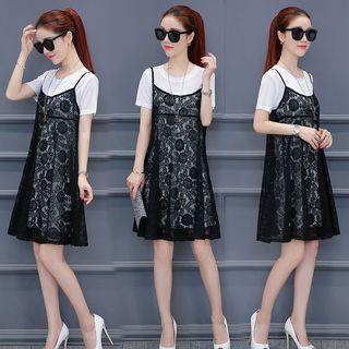 Set: T-shirt + Sleeveless Lace Dress