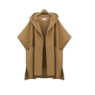 Hooded Elbow-sleeve Cape