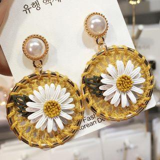Faux Pearl Daisy Dangle Earring As Shown In Figure - One Size