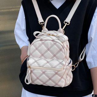 Contrast Stitch Faux Leather Backpack