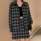 Plaid Zip Jacket / A-line Skirt