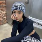 Printed Zebra Knit Beanie Hat Zebra - Adjustable