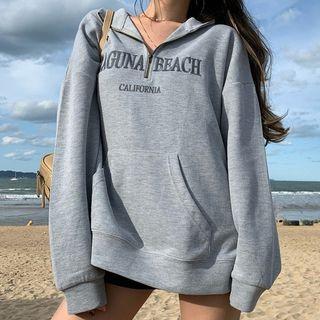Polo Long-sleeve Lettering Zip Sweatshirt