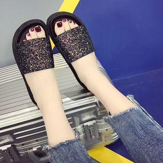 Glitter Flat Slide Sandals