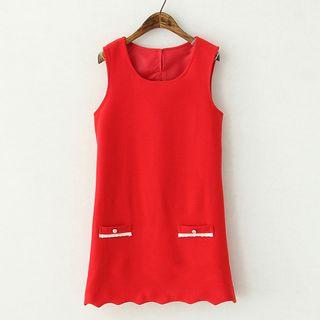 Scallop Hem Woolen Tank Dress