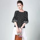 Ruffle-sleeve Dotted Top