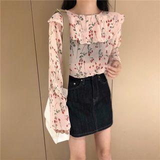 Floral Print Blouse Pink - One Size