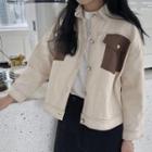Color Block Denim Jacket Off-white - One Size