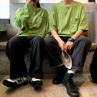 Flower Embroidered Elbow-sleeve T-shirt / Long-sleeve T-shirt