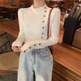 Button-detail Long-sleeve Knit Top