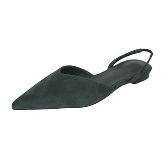 Pointy-toe Slingback Faux-suede Flats