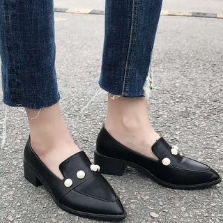 Beaded Block-heel Loafers