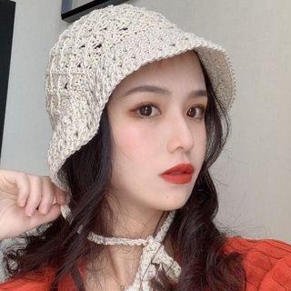 Plain Lace-up Crochet Bucket Hat