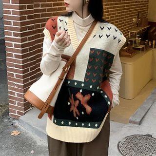 Pattern Paneled Knit Vest
