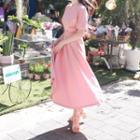 Raglan Band-waist Maxi Flare Dress