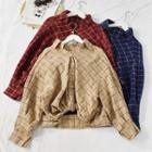 Long-sleeve Plaid Knotted Shirt