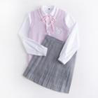 Set: Embroidered Knit Vest + Plaid Pleated Skirt