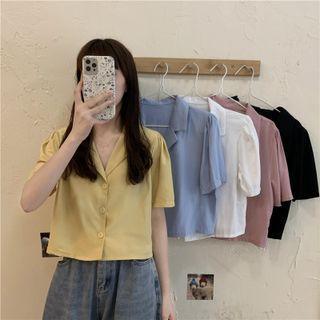 Notch Lapel Short-sleeve Top