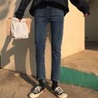 Cropped Fray-hem Slim-fit Jeans