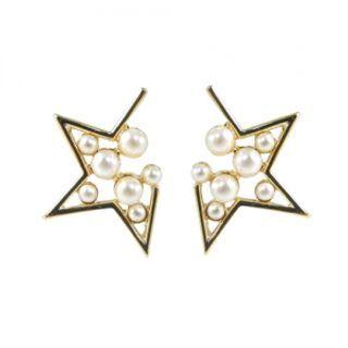 Faux-pearl Star Ear Studs One Size